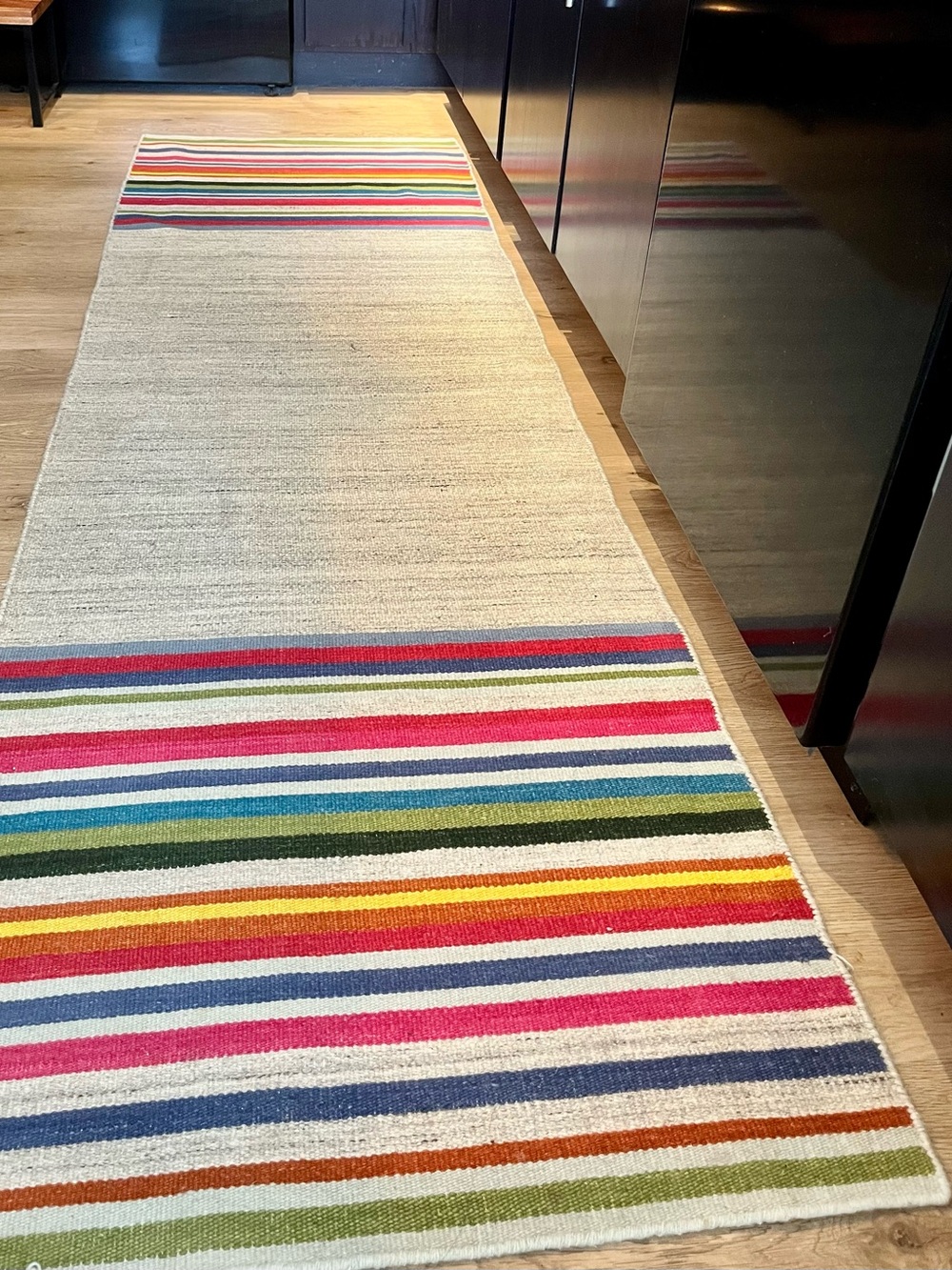 Striped Runner in Cream with Vibrant Multicolor Bands